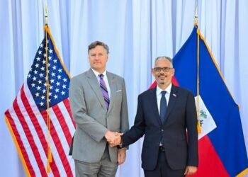 Prime Minister Alix Didier Fils-Aimé meets with U.S. Deputy Secretary of State Christopher Landau at National Palace